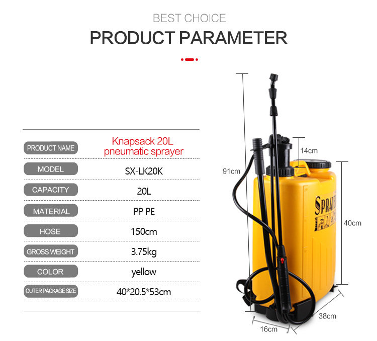 Pulverizador manual de mochila SX-LK20K